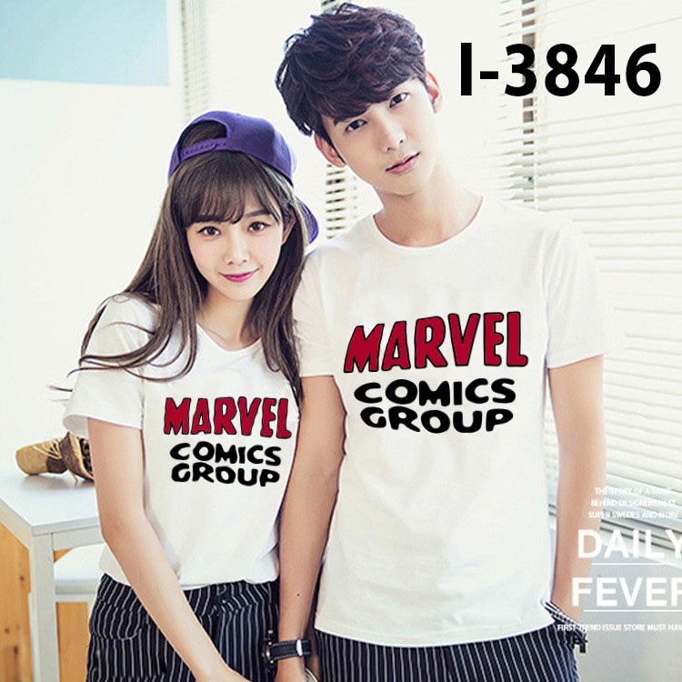 ÁO ĐÔI - Áo Thun Đôi Tình Nhân Chữ MARVEL COMICS GROUP I3846 - LoviCouple - Có FeedBack