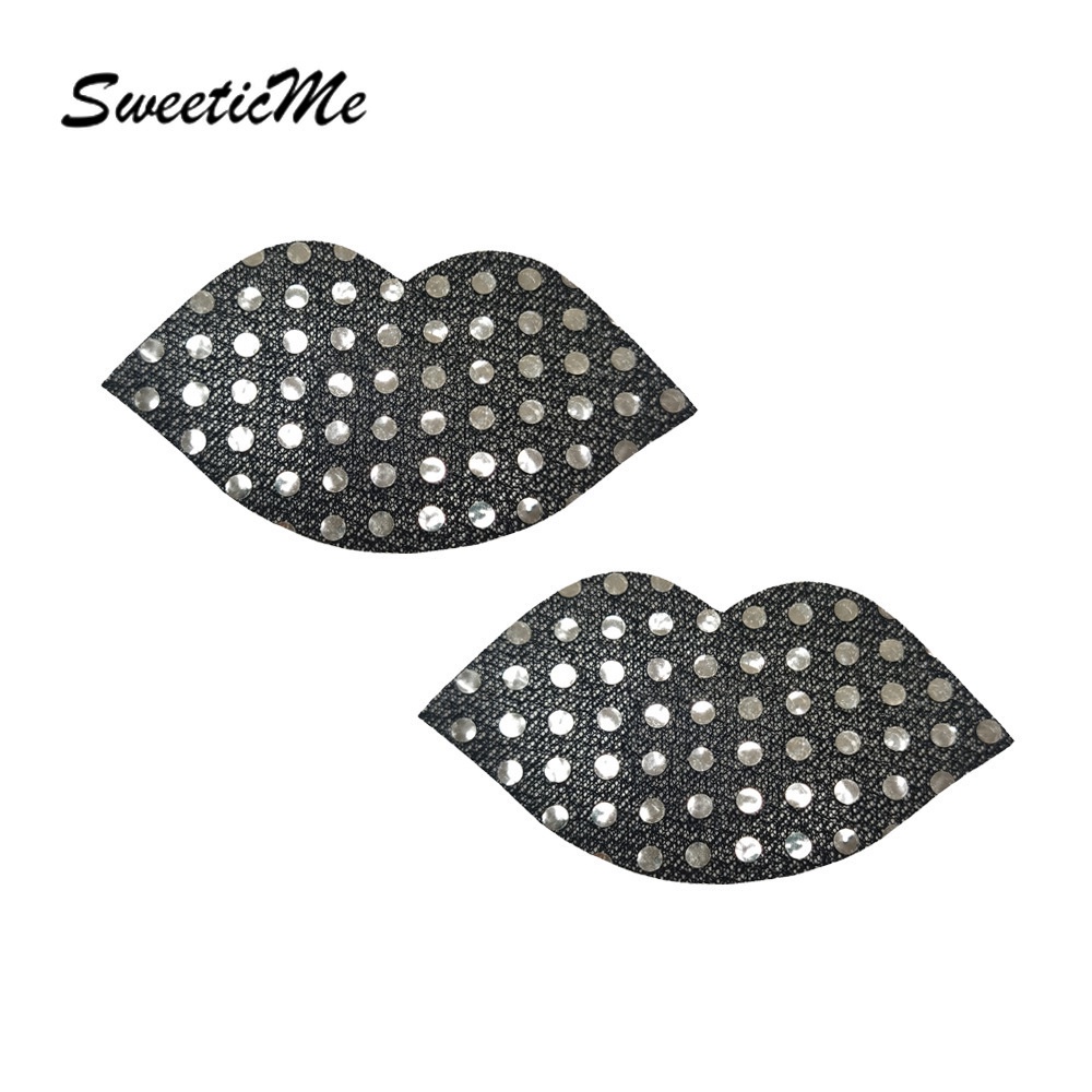 Sweeticme 1 Cặp Miếng Dán Nhũ Hoa Hình Đôi Môi Màu Đỏ Quyến Rũ Dùng Một Lần Cho Nữ