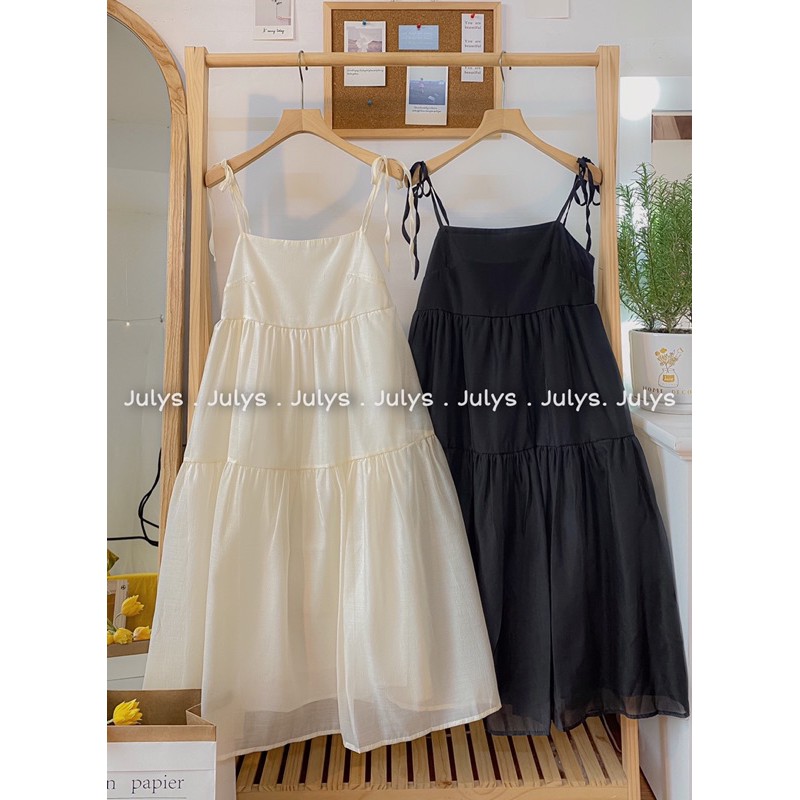 Váy hai dây xếp tầng tơ xước (ảnh thật shop chụp kèm video) | BigBuy360 - bigbuy360.vn
