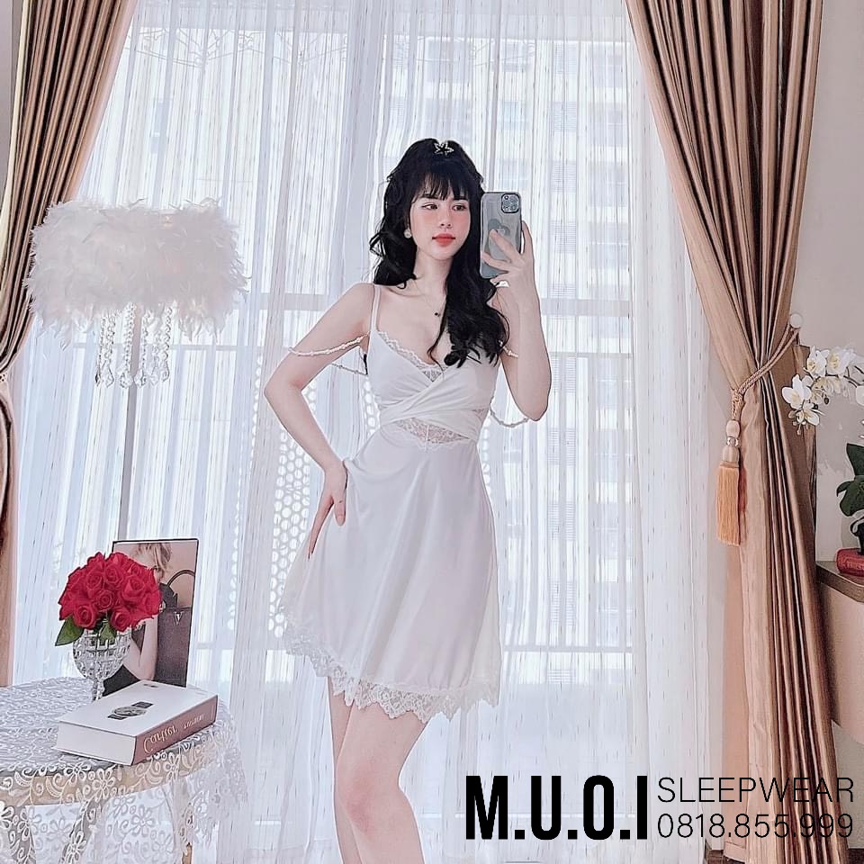 [FREESHIP]Váy ngủ sexy QUẢNG CHÂU-SX 110-Váy ngủ lua phối ren ngực dây ngọc sexy QUẢNG CHÂU - hàng có sẵn(video+ ảnh)