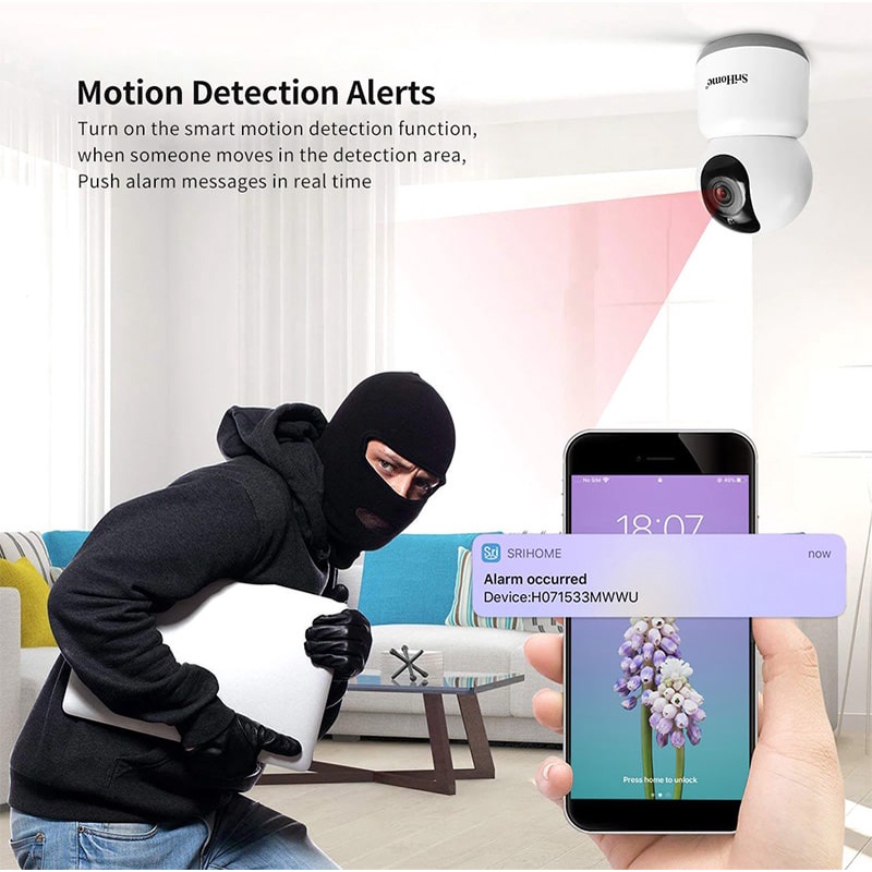 Camera giám sát HOSAN srihome SH038 wifi không dây quay video 2K, quay hồng ngoại