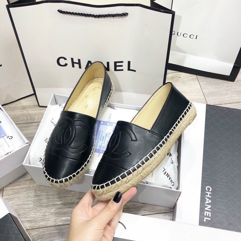 Giày lười cn da lì mũi tròn đế cói fullbox