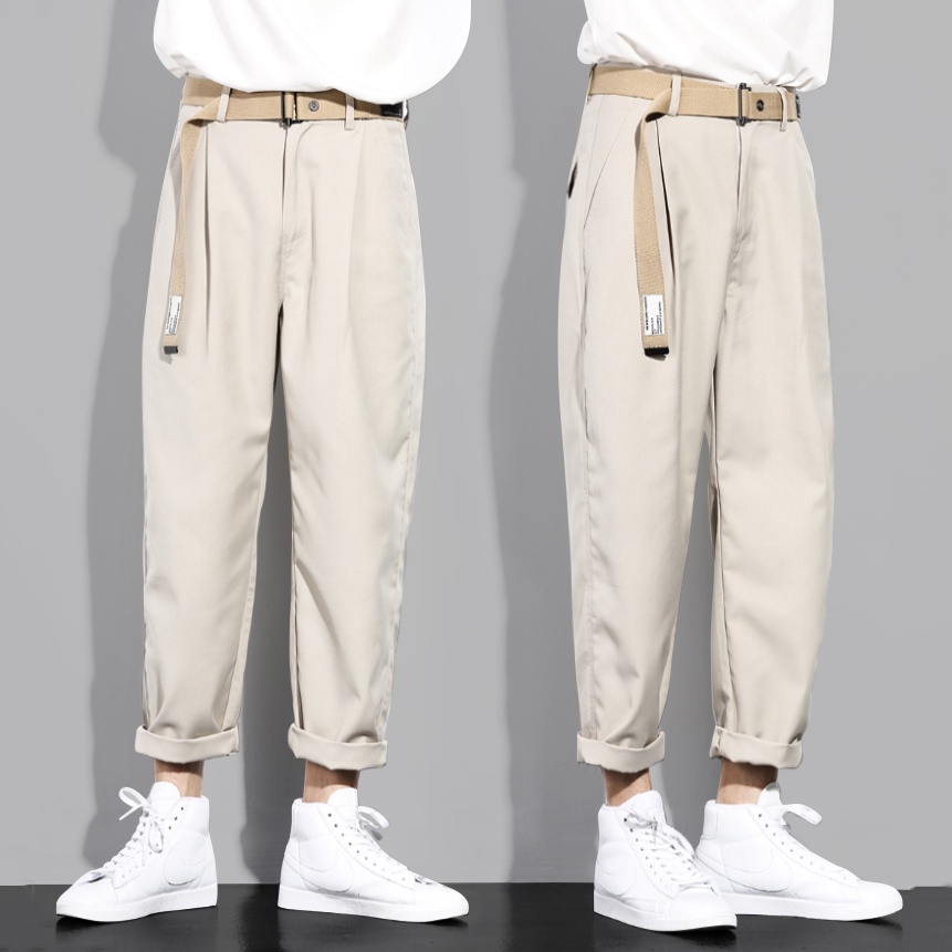 Quần Baggy Nam Chinos Quần Tây Âu Xắn Gấu Ống Suông Basic Lưng Cài Kiểu Dáng Hàn Quốc Trẻ Trung Thời Trang FASHION4MENHN