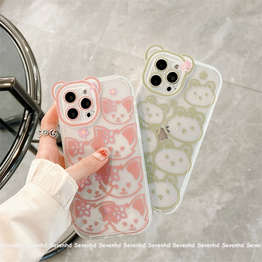 Ốp Điện Thoại Dẻo Họa Tiết Hoạt Hình Tai Gấu Dễ Thương Cho iPhone 14 13 12 11 Pro Max Xs Max Xr X 6 6s Plus