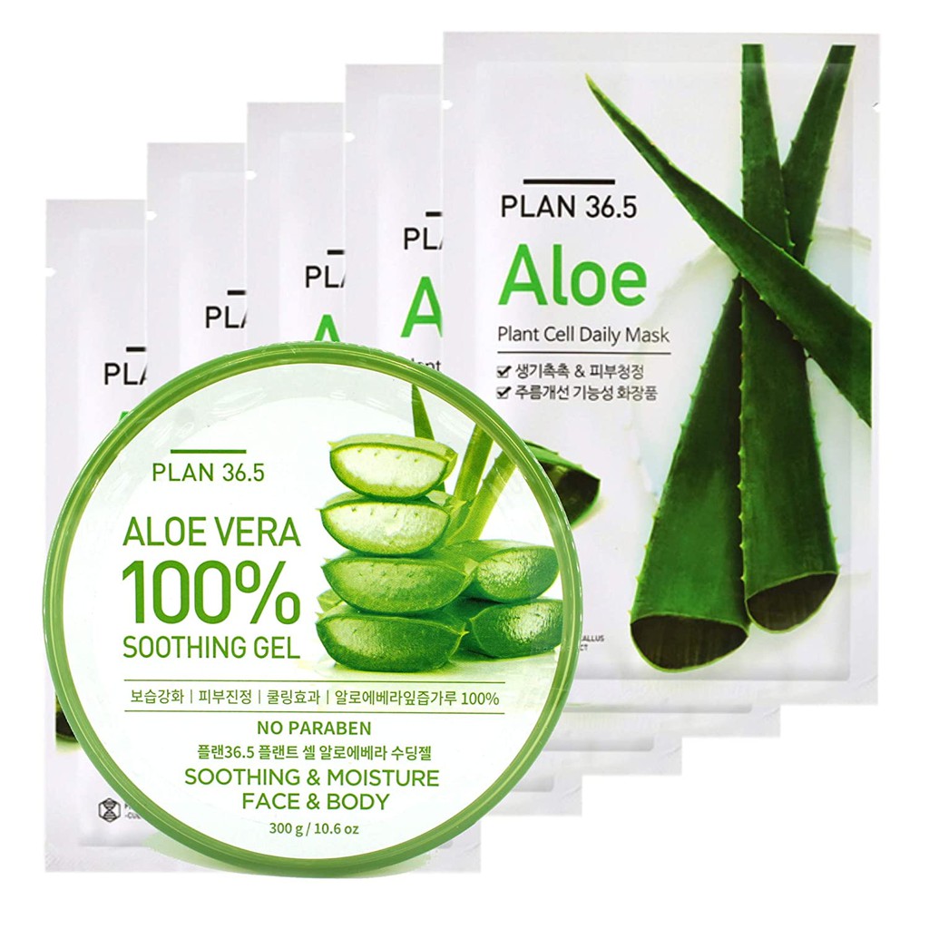 Gel dưỡng ẩm da nha đam PLAN 36.5 ALOE VERA 100% lô hội (Hộp 300ml)