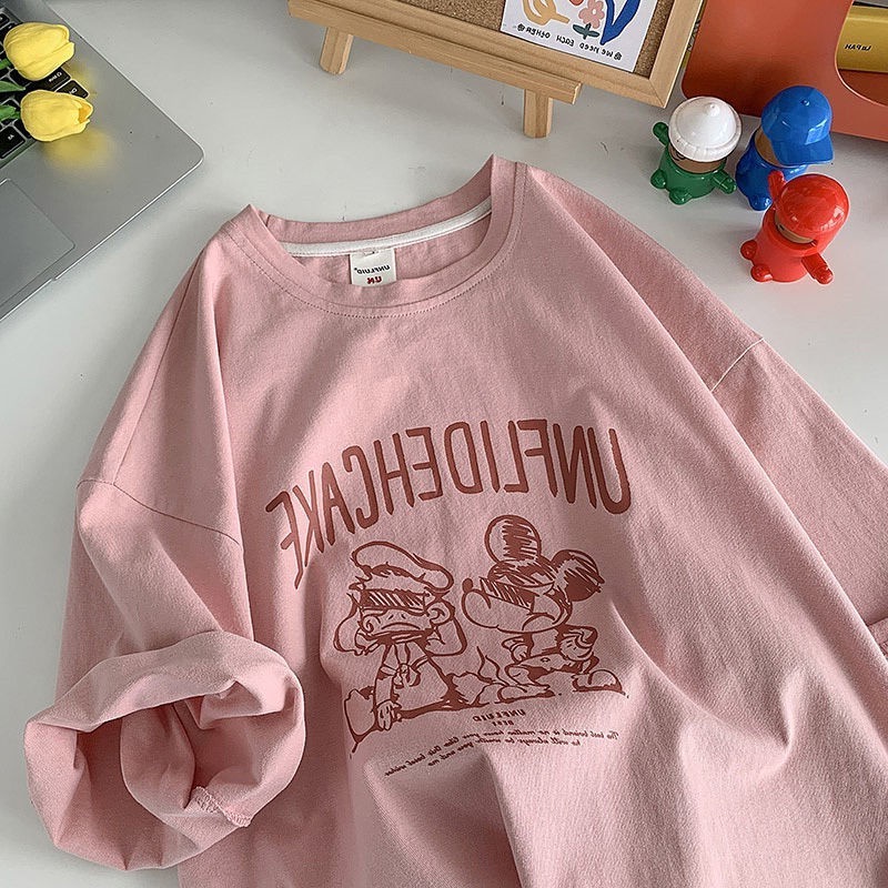 Áo Thun Tay Ngắn Dáng Rộng Phong Cách Hàn Quốc Thời Trang Mùa Hè Cá Tính