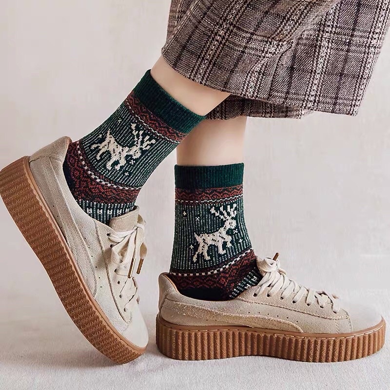 [TonaShoe] Tất Thổ Cẩm Hoạ Tiết Huơu M15