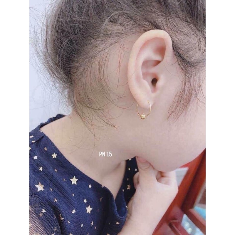 Bông Tai Vàng Dáng Tròn Bi Cho Bé - Bông Tai Quốc Dân Cho Gái yêu - Trang sức Vàng Bạc Hoà Thảo HTJ