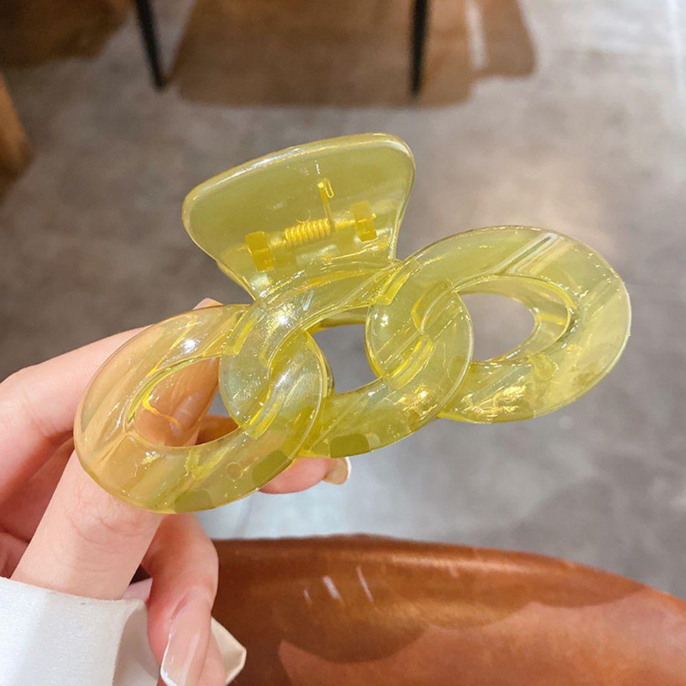 Kẹp Tóc Càng Cua Bằng Acrylic Trong Suốt Phối Dây Xích Thời Trang Cho Nữ