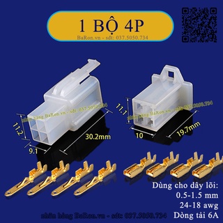 Giắc nối dây điện đèn xe máy loại 4P cos 2.8 (nhiều lựa chọn)