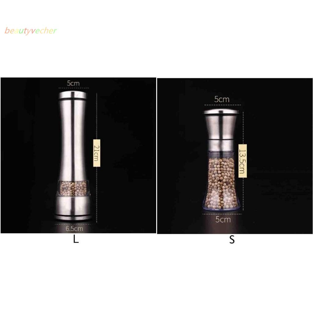 Stainless Steel Mill Salt Pepper Manual Bottle Grinder Glass Bottle New