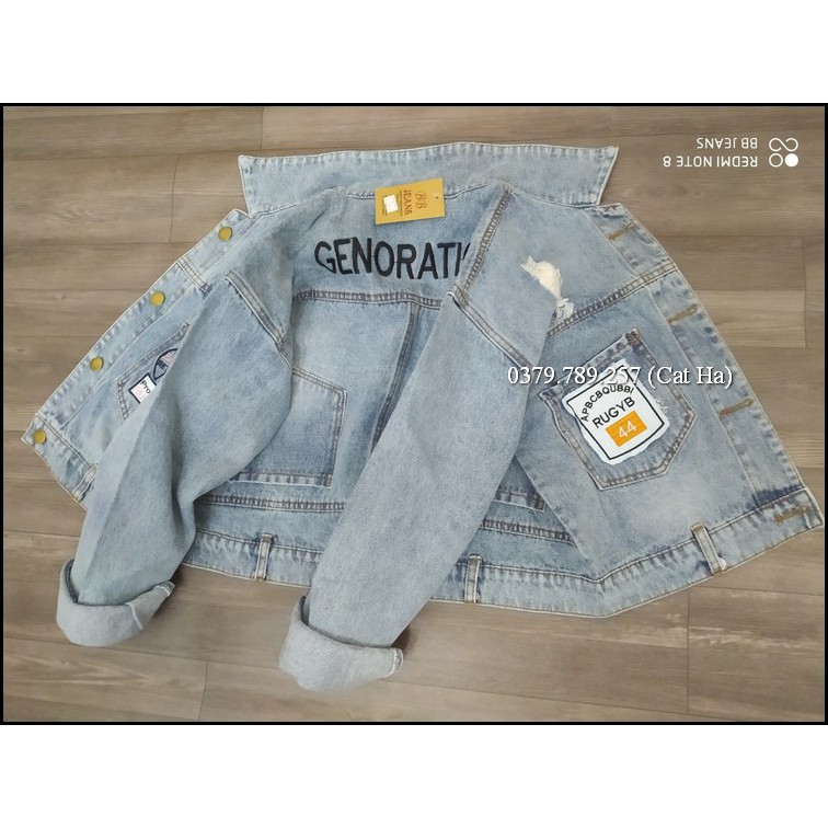 Aó khoác jean nữ xám xanh form dưới 58Kg Genoration hình thật BB14