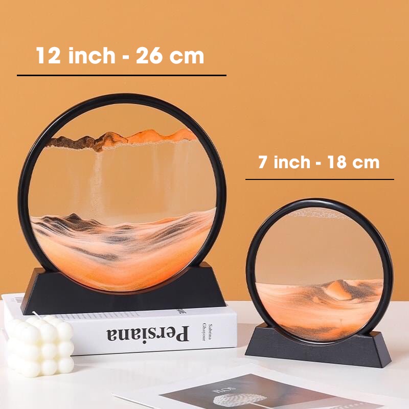 Tranh cát chảy chuyển động 3D CỠ 12 INCH, tranh thủy tinh nghệ thuật trang trí để bàn làm việc làm quà tặng cao cấp