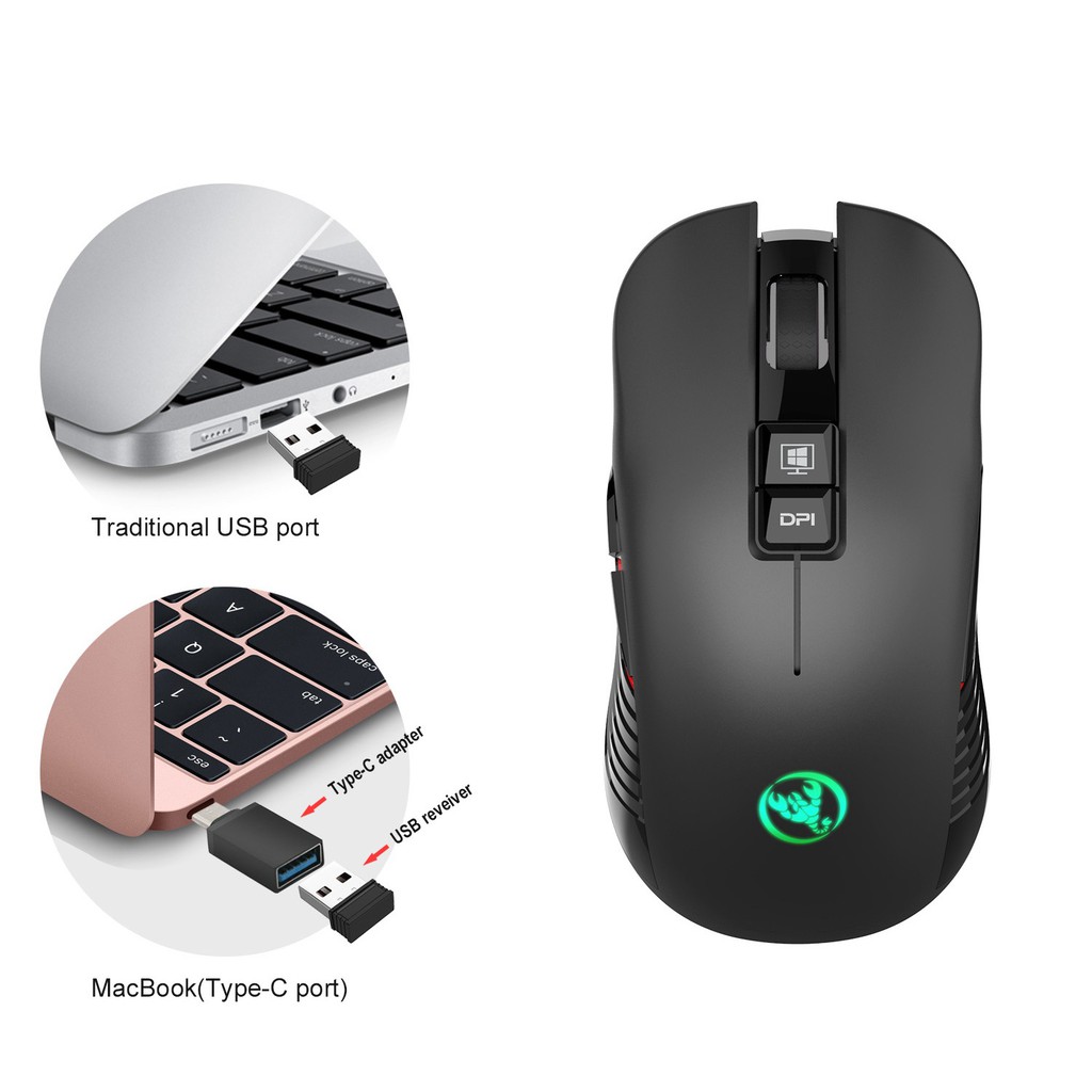 Chuột chơi game không dây HXSJ T30 3600 DPI Led RGB - Wireless Gaming Mouse HXSJ T30 3600DPI