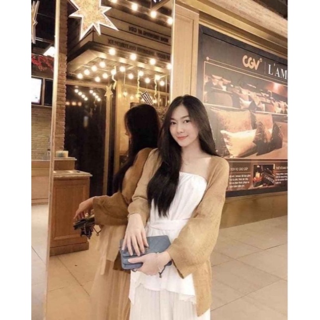 Áo Khoác Đi Biển, Choàng Len Cardigan Dáng Ngắn Vivi Shop