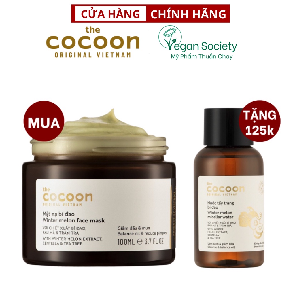 Mặt nạ bí đao cocoon 100ml giảm dầu, mụn thuần chay - Vegan Society