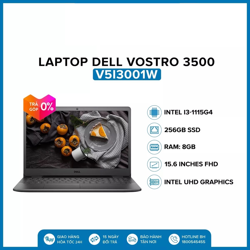Laptop Dell Vostro 3500 15.6 inches FHD (Intel / i3-1115G4 / 8GB / 256GB SSD) - Black - V5I3001W - HÀNG CHÍNH HÃNG