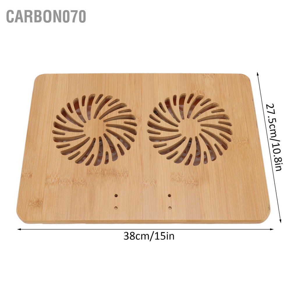 Carbon070 Tấm làm mát máy tính xách tay 2 cấp Góc có thể điều chỉnh Chất liệu tre Thiết kế tiện dụng Quạt kép di động Giá đỡ