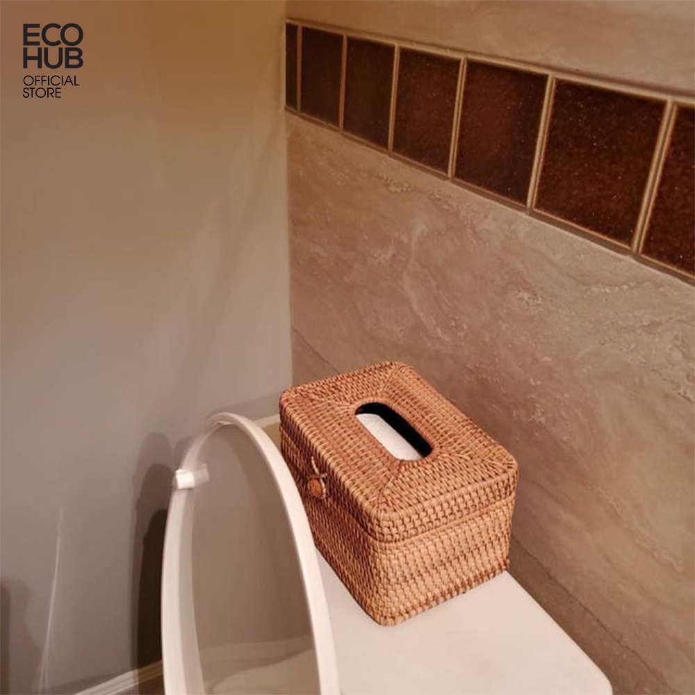 Hộp đựng khăn giấy ECOHUB bằng mây đan thủ công (ECOHUB Rattan Tissue Box)