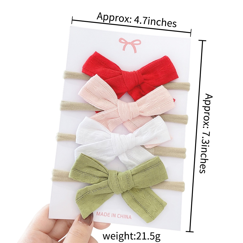 Set 4 băng đô KIDSBOWS vải cotton nylon mềm mại co giãn cho bé gái sơ sinh