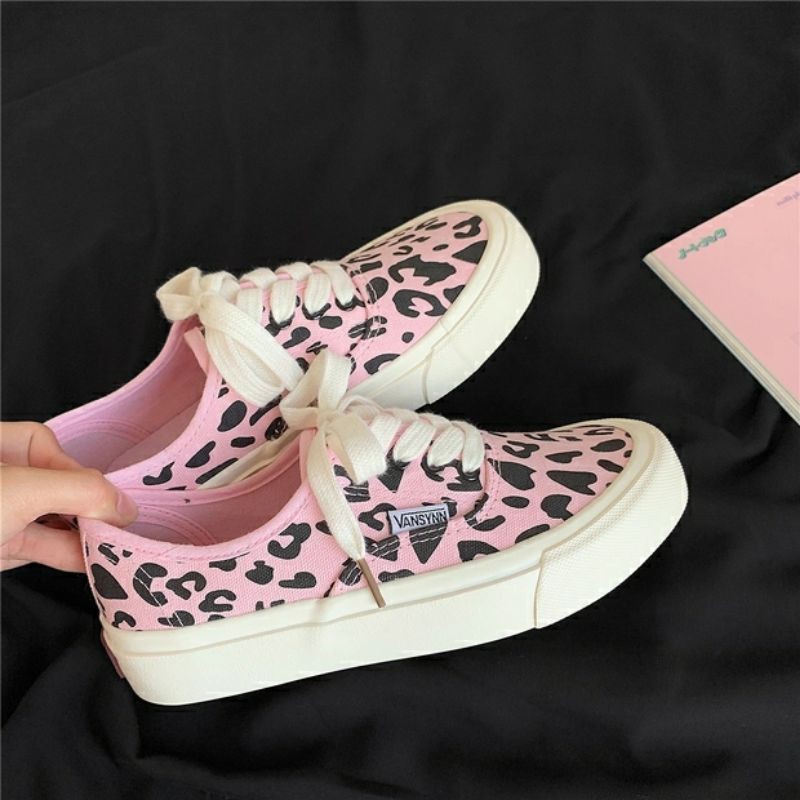 6:30PM Order Mã 065 Giày sneaker ulzzang dáng vans basic họa tiết da báo màu hồng tím hot trend