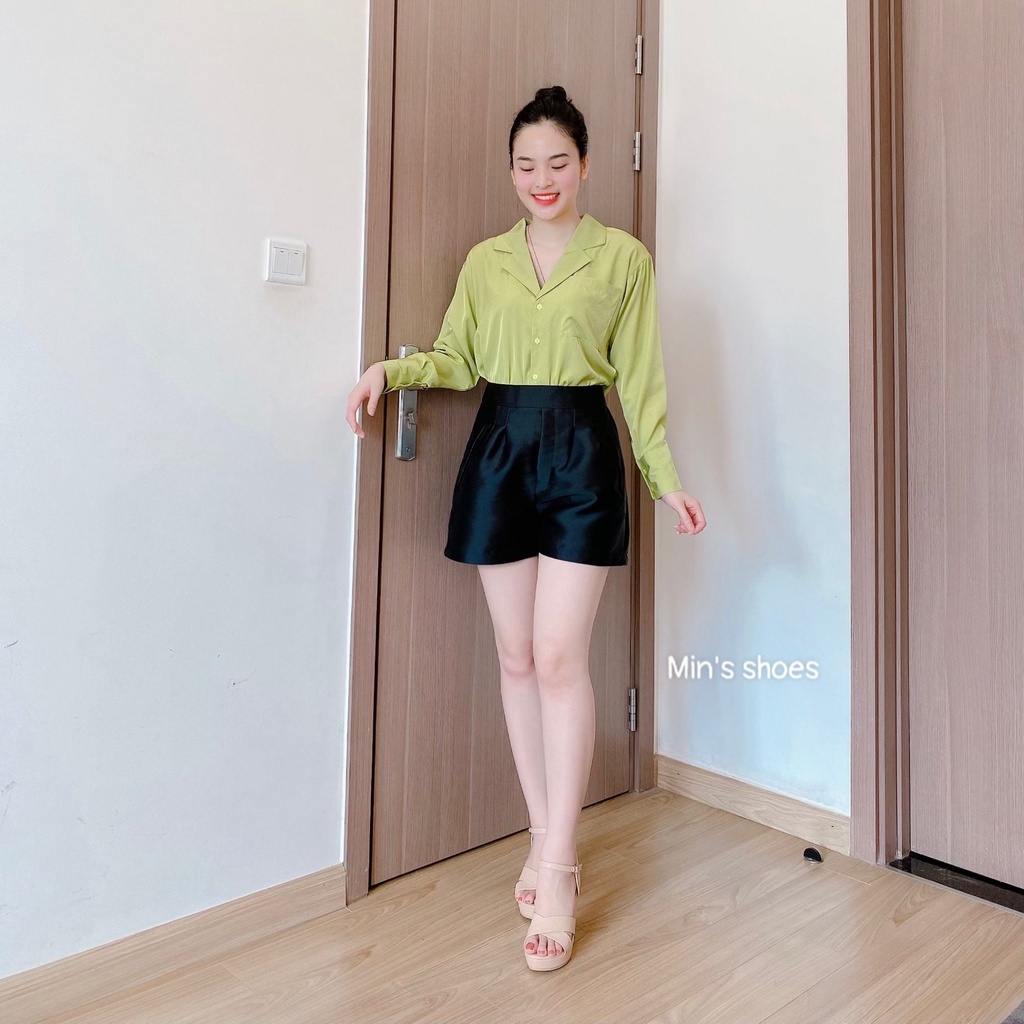 Min's Shoes - Áo sơ mi nữ tay dài cổ vest nhiều màu thiết kế kiểu dáng thời trang công sở hot hit Áo 398