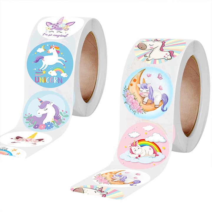 Sticker khen thưởng cho bé, cuộn 500 sticker Unicorn với nhiều họa tiết đáng yêu cho bé trang trí Baby-S – SST014