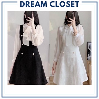 Đầm phối sơ mi voan thanh lịch phối tay voan xinh xắn,dễ thương poni dress