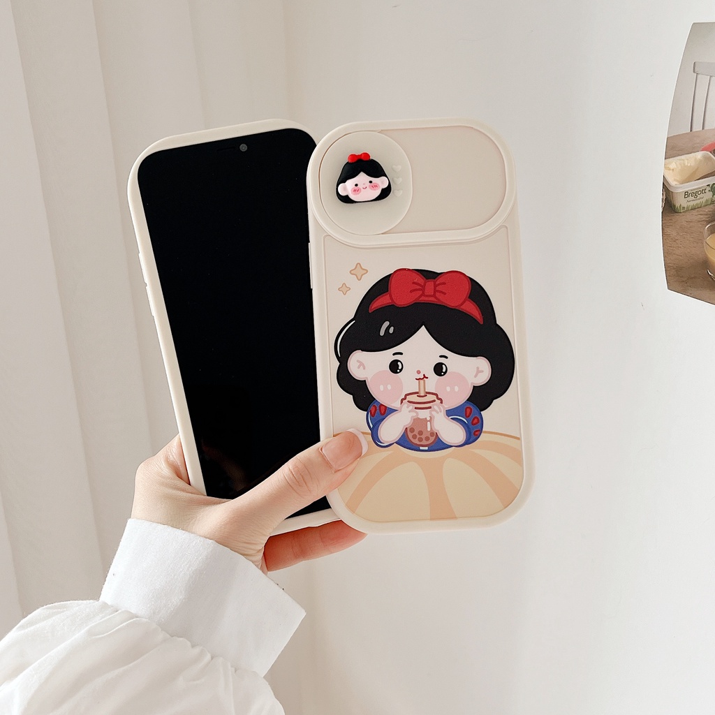 Ốp Điện Thoại Mềm Hình Bạch Tuyết Uống Trà Sữa Cho Iphone 12 pro max 11 pro max xs max xr x 13proamx plus