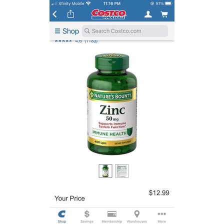 Viên Kẽm Nature's Bounty Zinc 50mg 400Viên đủ Bill