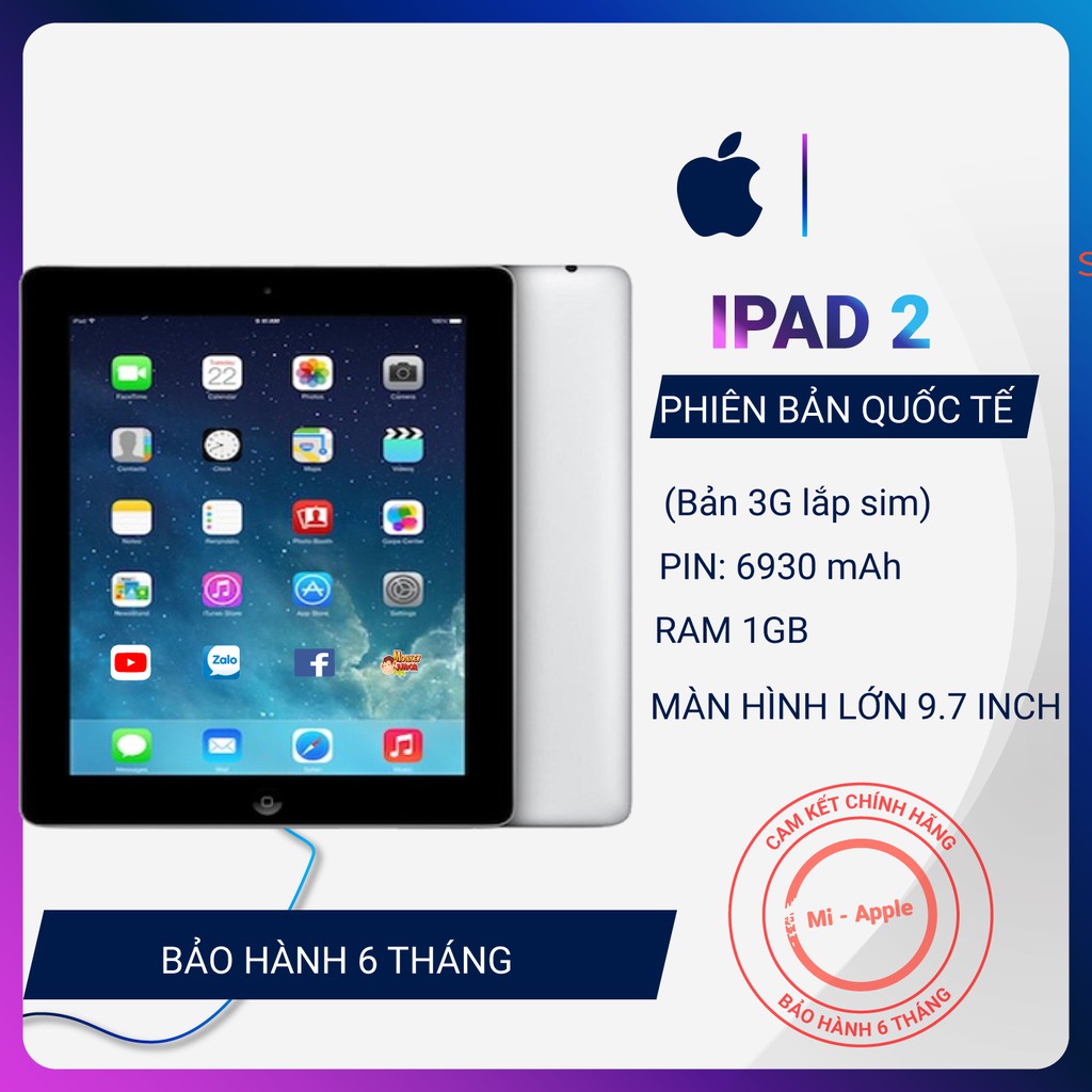 Máy tính bảng iPad 2 bản 3G lắp sim full phụ kiện