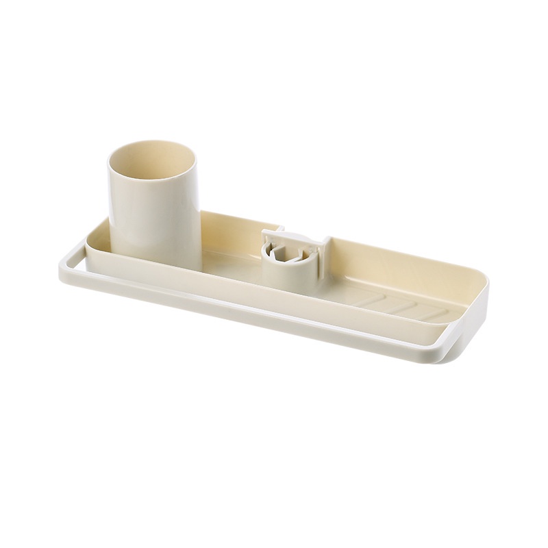 Kệ nhựa gắn vòi nước bồn rửa chén đựng đồ tiện ích có treo khăn 24.5x10.2cm