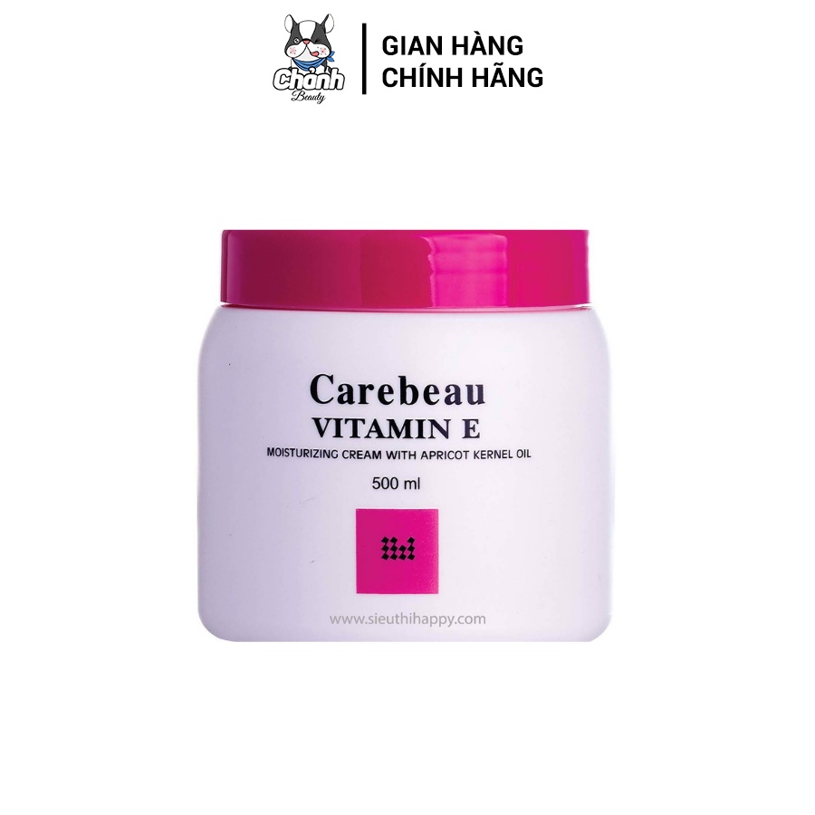 Kem dưỡng da toàn thân Vitamin E Carebeau màu hồng 500ml Thái Lan
