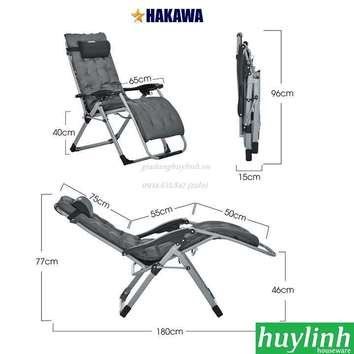 FREESHIP Ghế xếp gấp thư giãn Hakawa HK-G20T [HK-G21P) - tải trọng 300kg - Bảo hành 25 năm