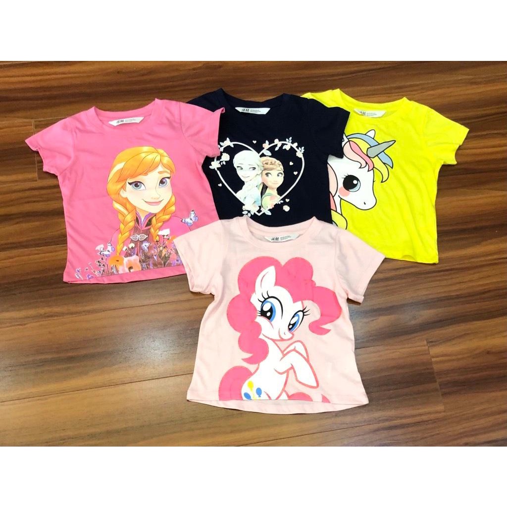 (9-32kg) Áo cộc tay bé gái H.M in hình elsa pony chất cotton mềm mát Phần 2