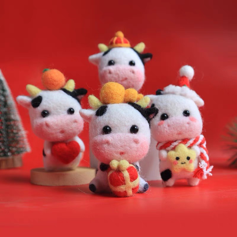 Len Chọc Handmade, Bộ Kit Len Chọc Bò Con No Sữa