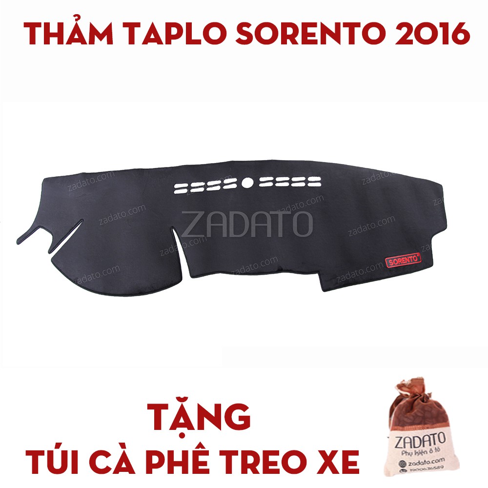 Thảm Taplo Kia Sorento - Thảm Chống Nóng Taplo Lông Cừu - TẶNG: Túi Cafe Treo Xe