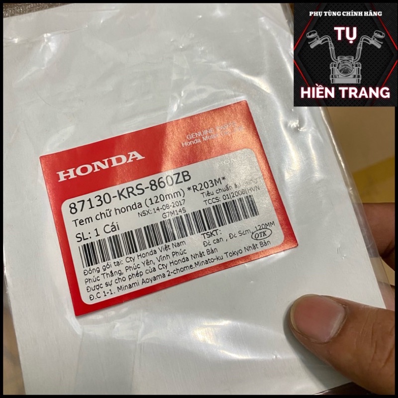 TEM “HONDA” 120mm MÀU BẠC NỀN ĐỎ ĐÔ R203M ZIN FUTURE I/II/WAVE 2 ĐÈN MÀU ĐỎ ĐÔ CHÍNH HÃNG HONDA