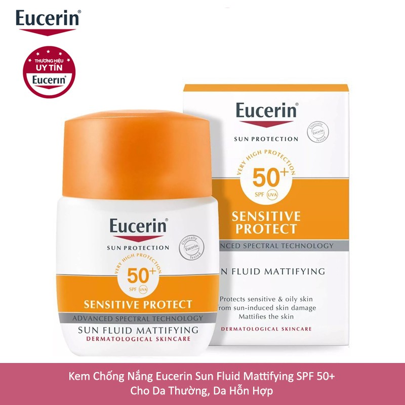 [DATE 12/2021] Eucerin Sun Fluid Mattifying SPF 50+ (50 ml): Kem Chống Nắng Da Thường, Da Hỗn Hợp