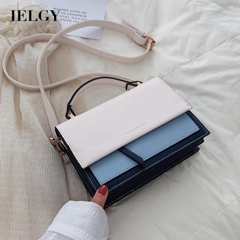 Túi đeo vai IELGY màu sắc tương phản đơn giản thiết kế thời trang cho nữ