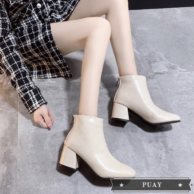 &British wind Martin boots female head 2019 autumn new net red ins with thin skinny boots with ladies short boots #