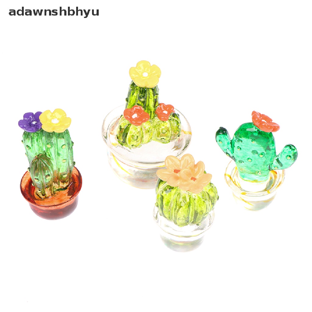 adawnshbhyu Glass Cactus Figurines Ornaments Mini Bonsai Decor Cute Miniature Desktop Craft VN
