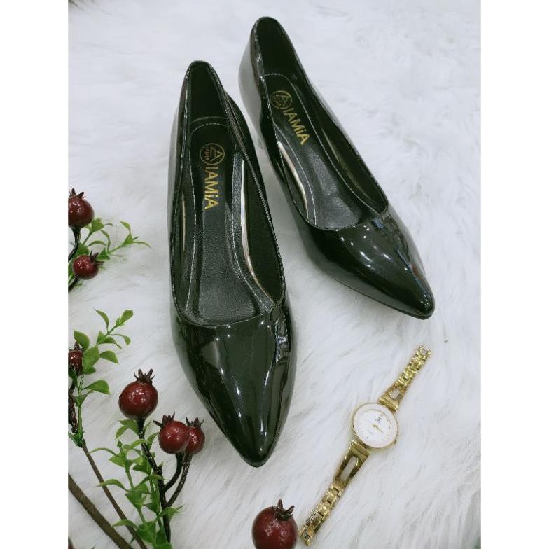 [Ảnh thật/video] Giày cao gót hàng vnxk màu đen,dễ đi chắc chắn, da bóng mềm style công sở cao 5 phân TH