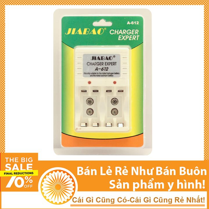 Máy Sạc Pin Đa Năng Jiabao A-612 Sạc Pin AA, AAA, Pin 9V