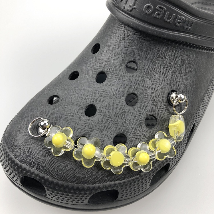 Thời trang cầu vồng hoa crocs jibbitz chain rhinestones jibits croc charm crystal heart croc jibbits for women shoes phụ kiện giày bùa ghim trang trí