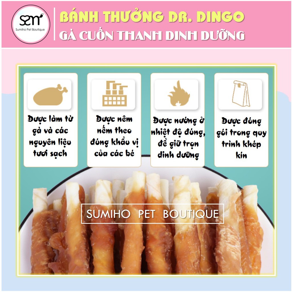 Bánh thưởng cho chó Dr.Dingo (Bò/Gà cuộn thanh dinh dưỡng) (100gr/4 cây)