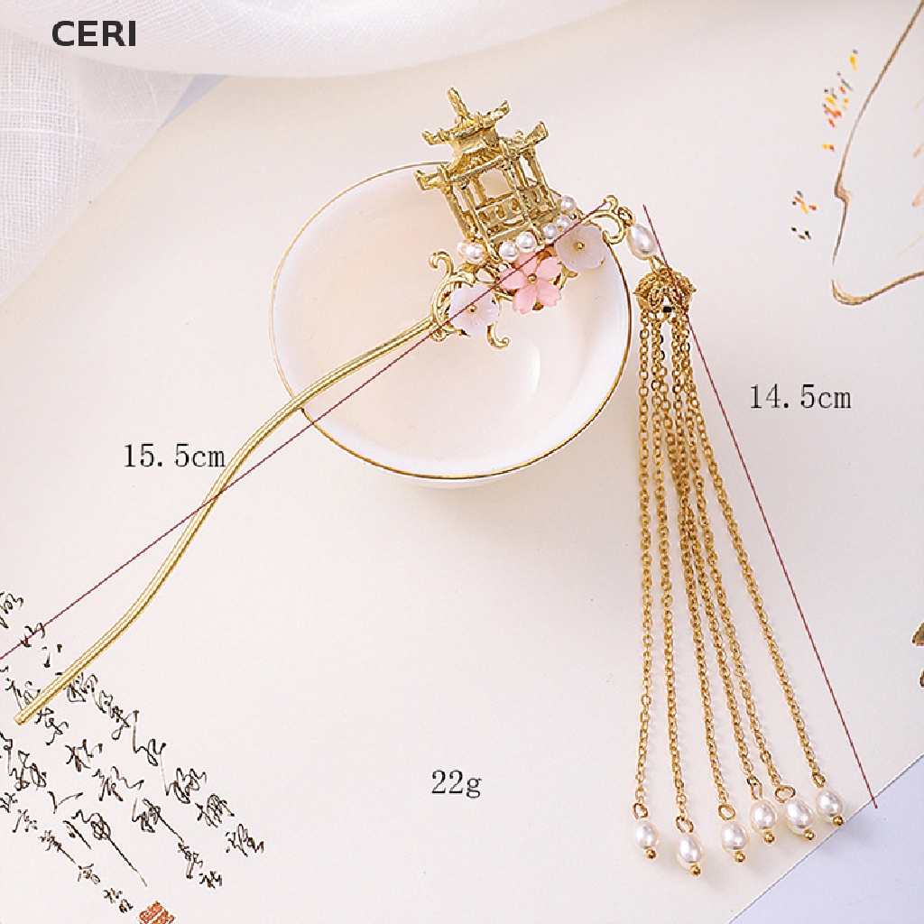 Trâm Cài Tóc Đính Hoa Và Ngọc Trai Dài Phong Cách Trung Hoa Cổ Điển Cho Cô Dâu