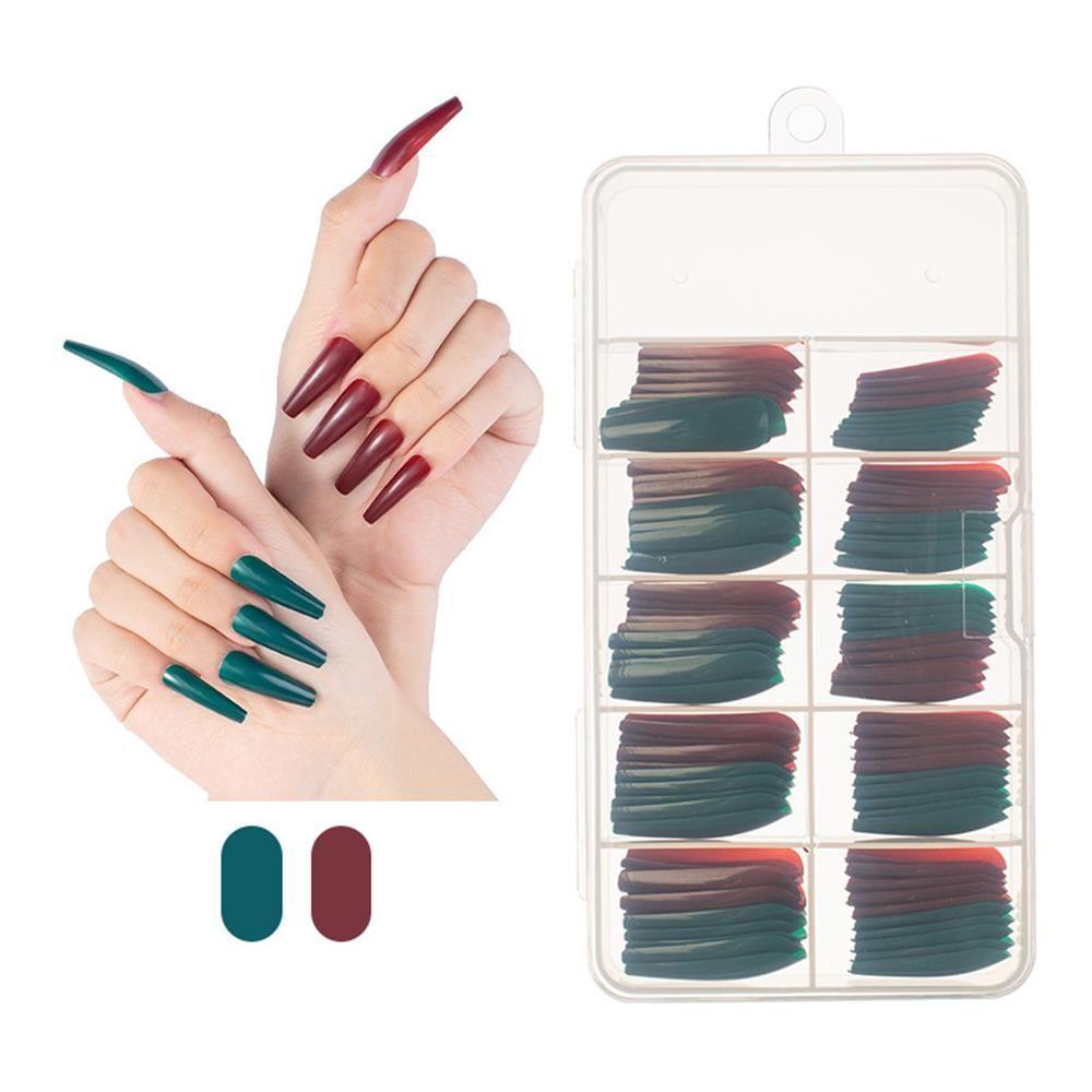 Bộ 100 Móng Tay Giả Bằng Acrylic Màu Kẹo Xinh Xắn Ốp