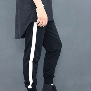 Quần jogger thun nam nữ phối sọc