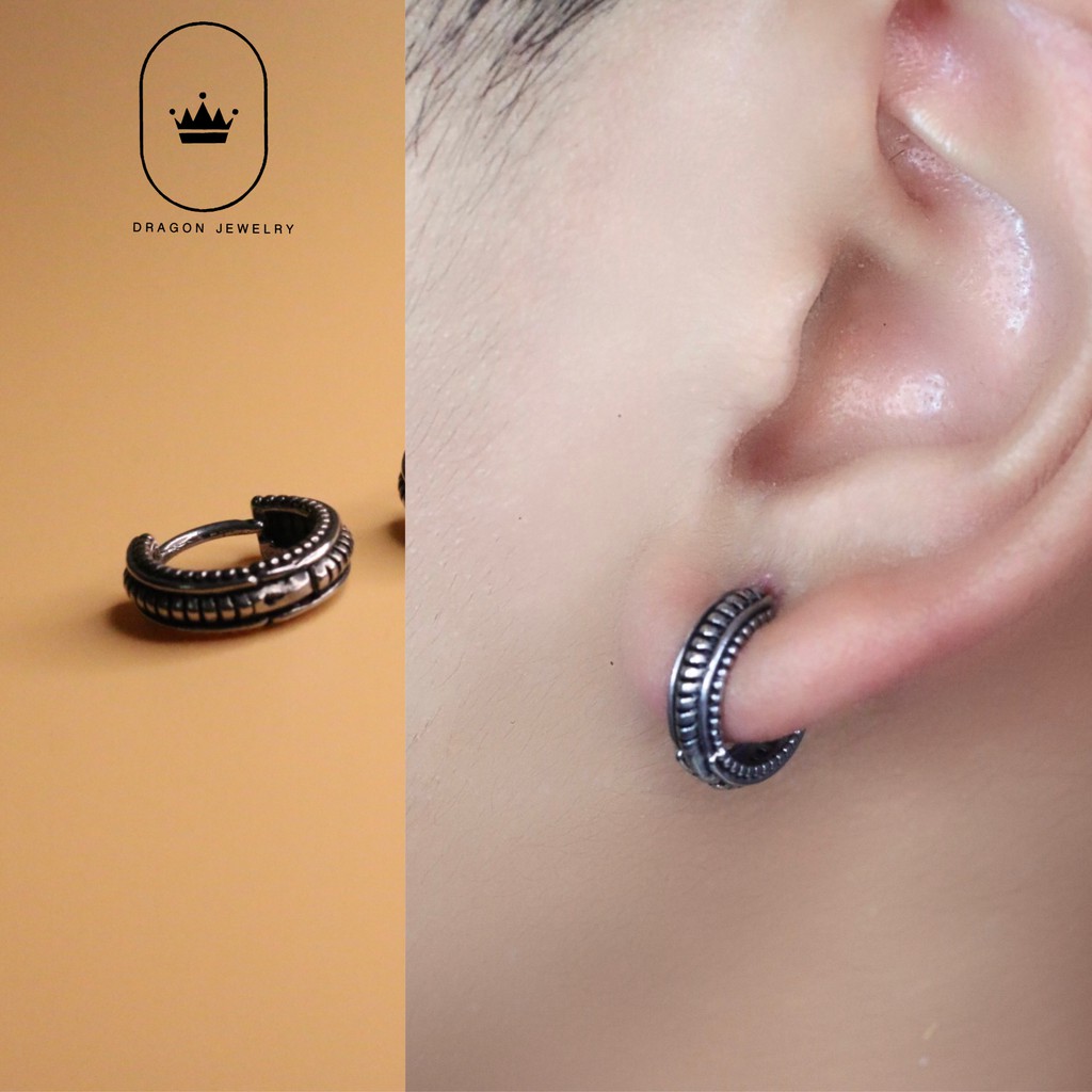 Khuyên tai nam nữ đẹp cao cấp trang sức nam siêu chất Dragon Jewelry Vietnam mã E39S1